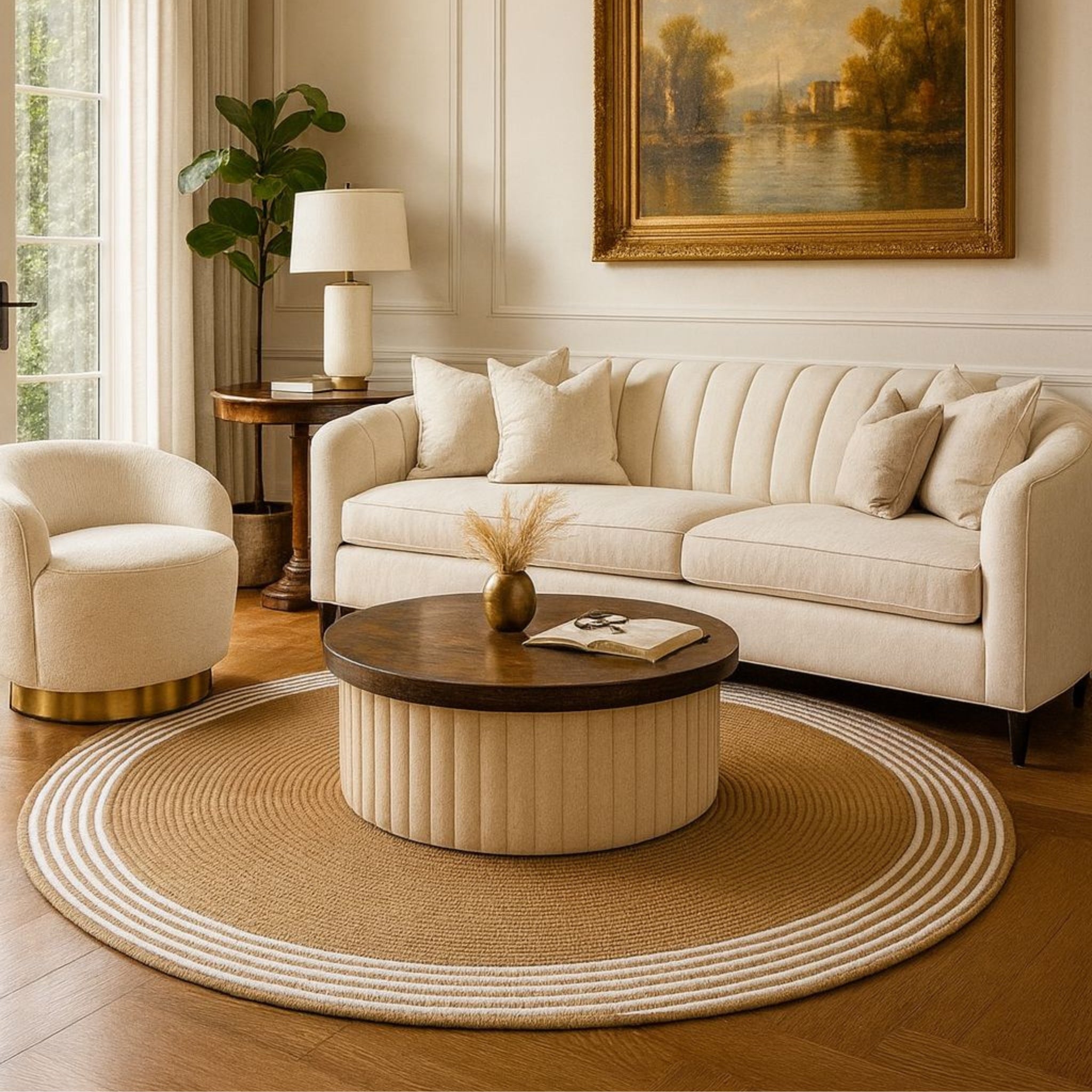 Boho Chic Natural Jute Round Rug | Ideal for Residential & Commercial Spaces | RC-01